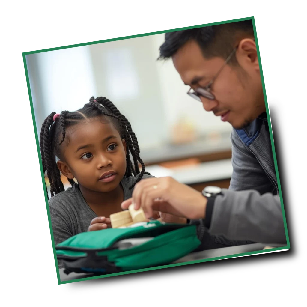 parent teaching first aid